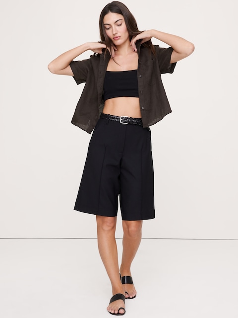 The Boxy Crop Shirt in Linen
