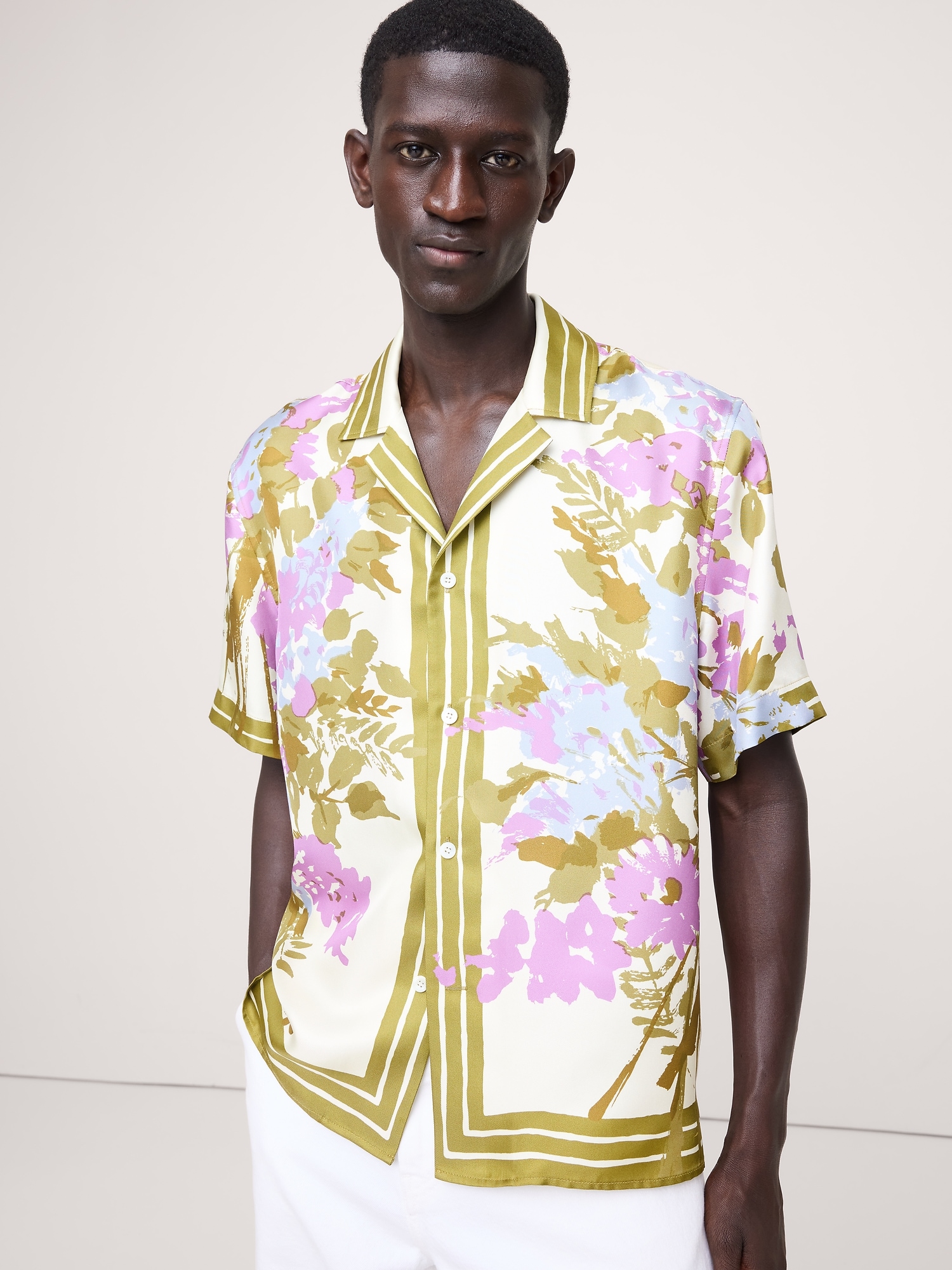 Standard-Fit Silk Resort Shirt