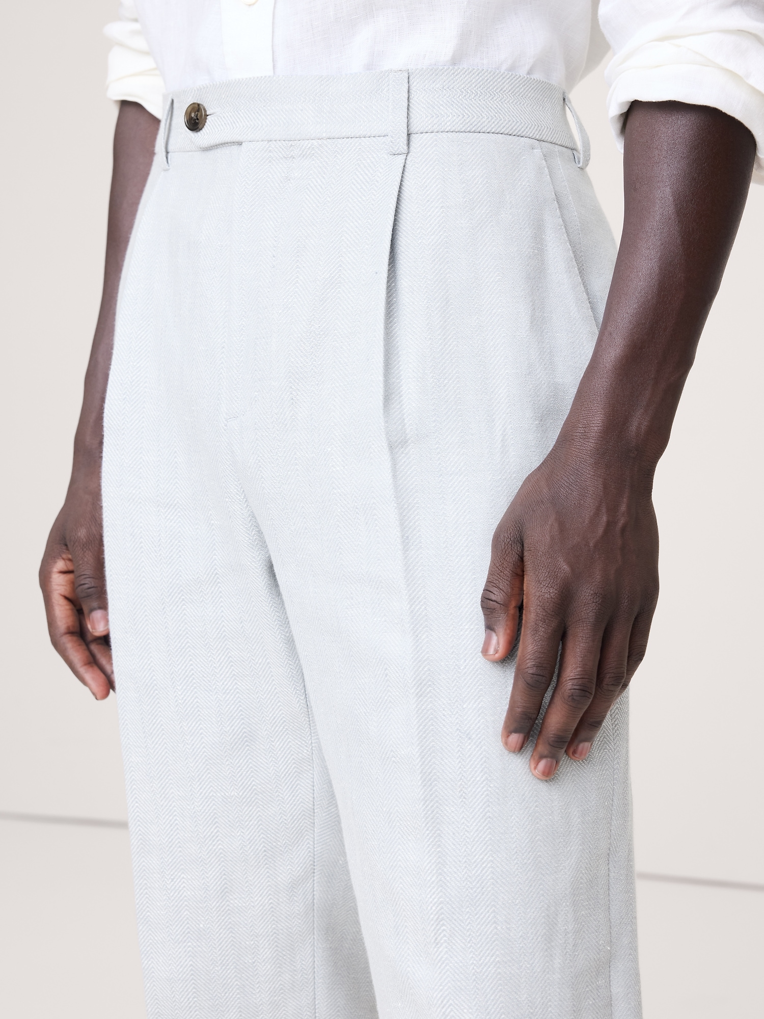 Image number 4 showing, Slim Herringbone Linen-Merino Suit Pant