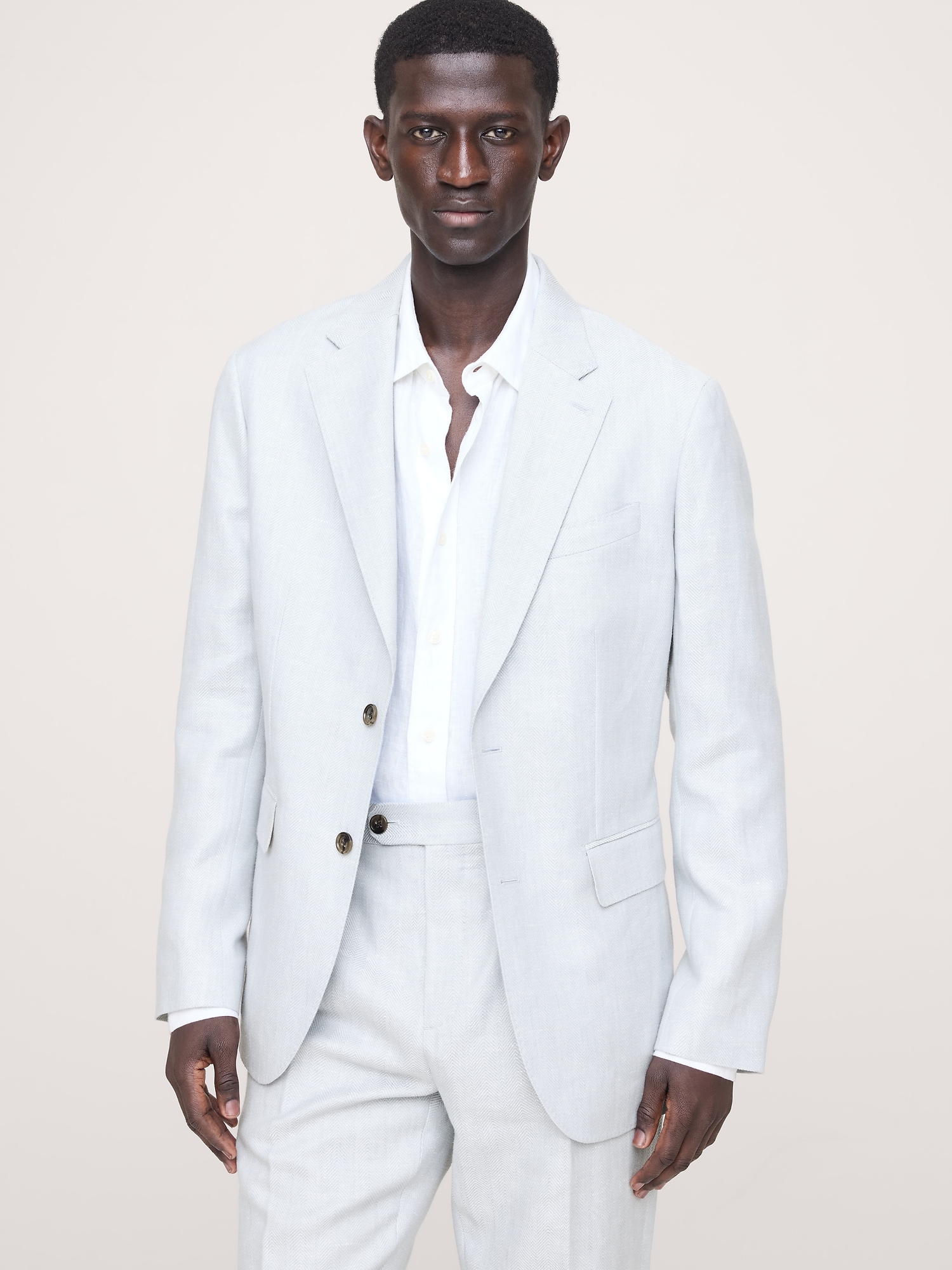 Image number 1 showing, Herringbone Linen-Merino Suit Jacket