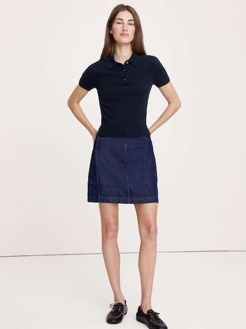 Lightweight Cashmere Short-Sleeve Sweater Polo