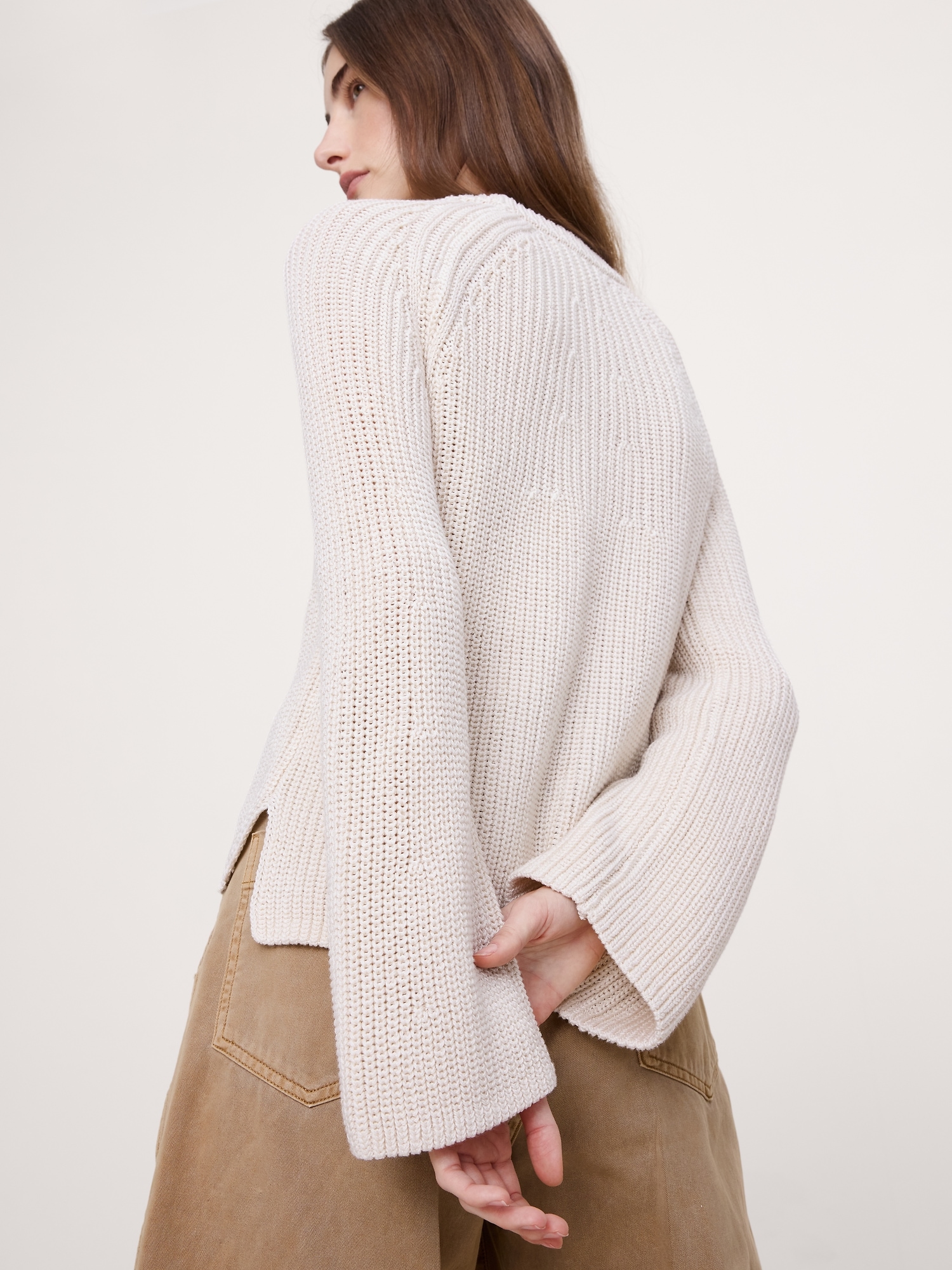 Image number 3 showing, Cotton Flare-Sleeve Sweater