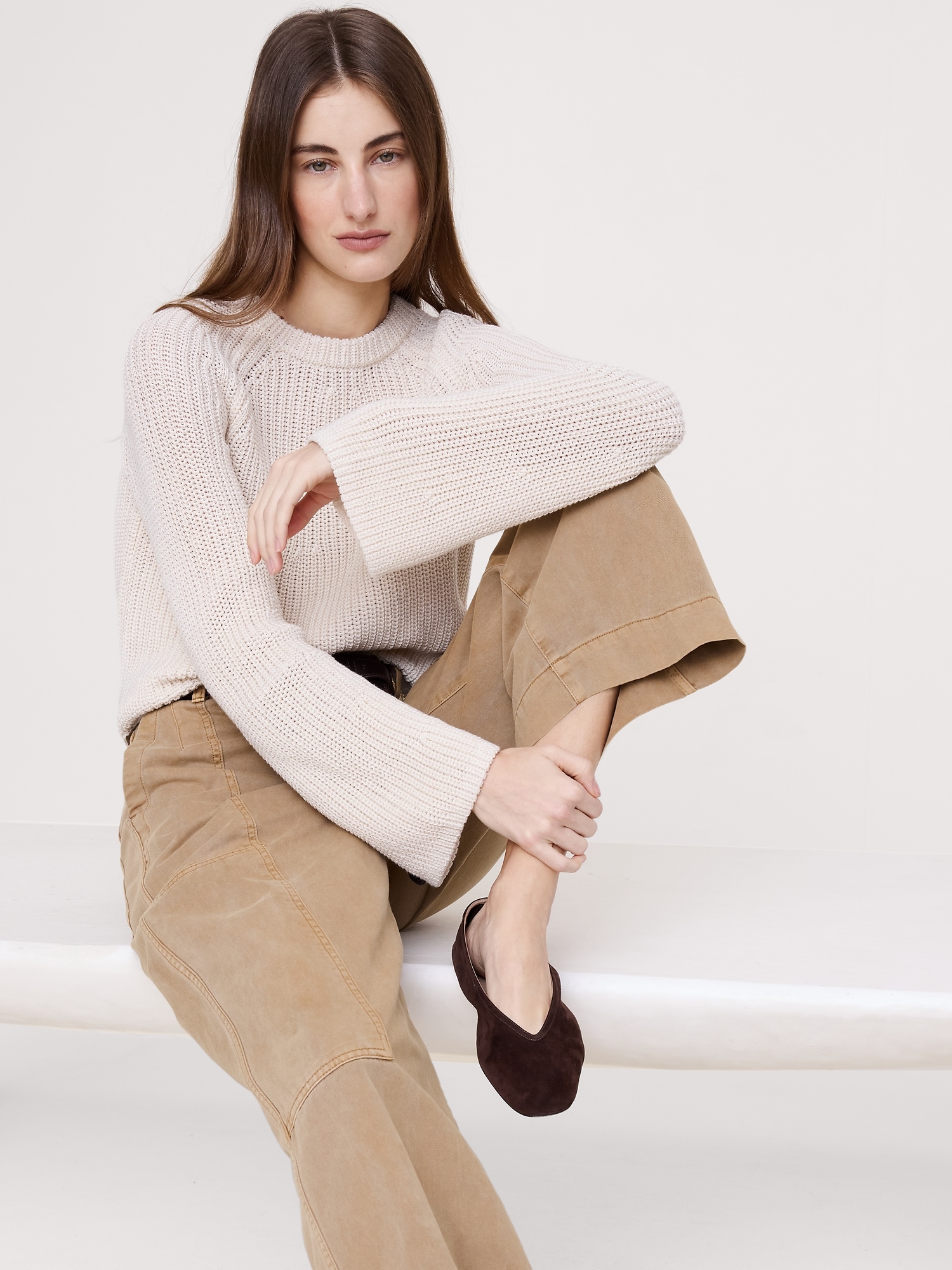 Image number 4 showing, Cotton Flare-Sleeve Sweater