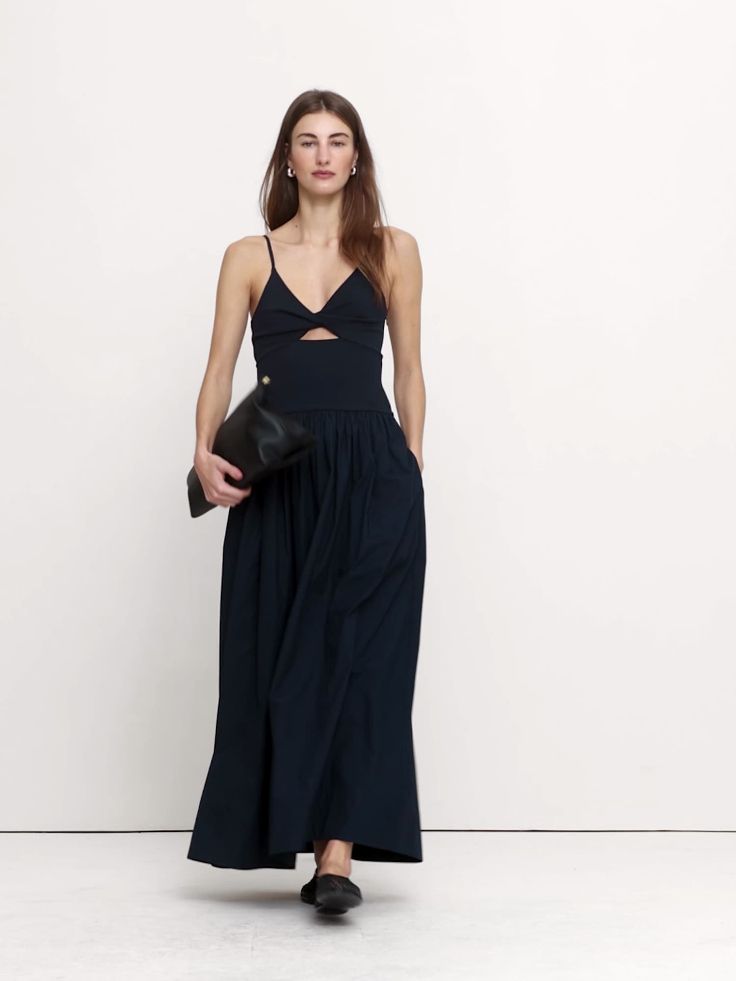 Jersey & Poplin Twist-Front Maxi Dress | Banana Republic