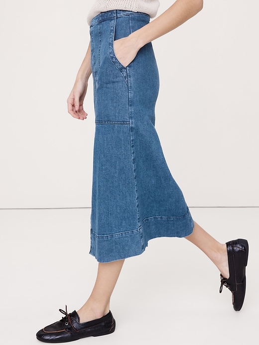 Denim Front-Slit Midi Skirt | Banana Republic