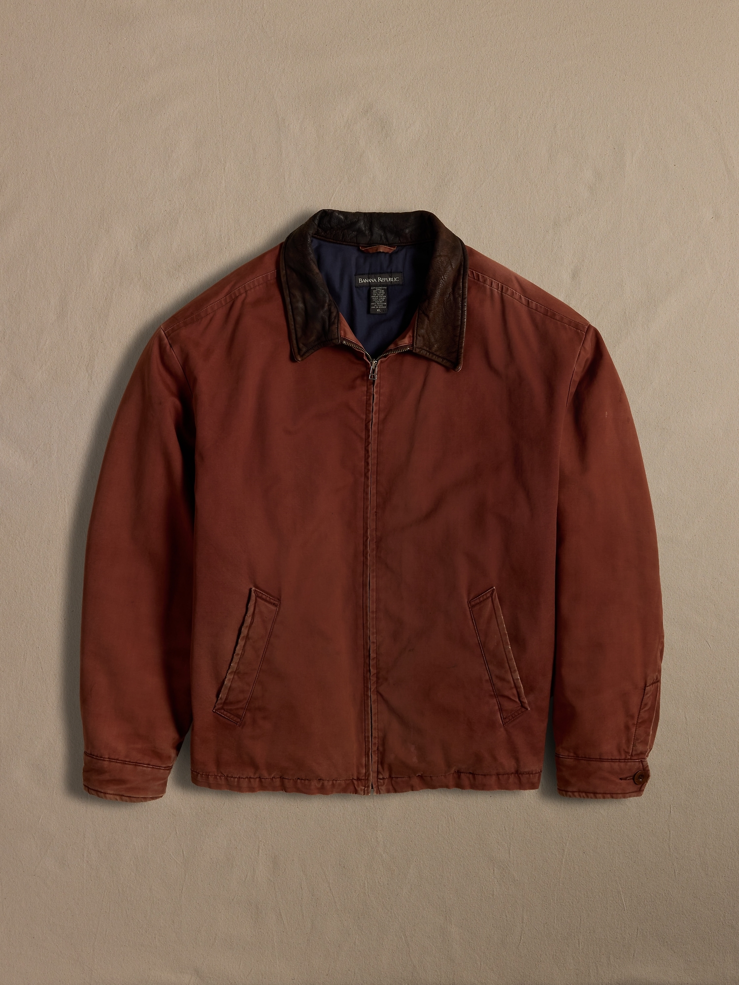 Archive Coral Zip Jacket with Leather Collar size XL | Banana Republic
