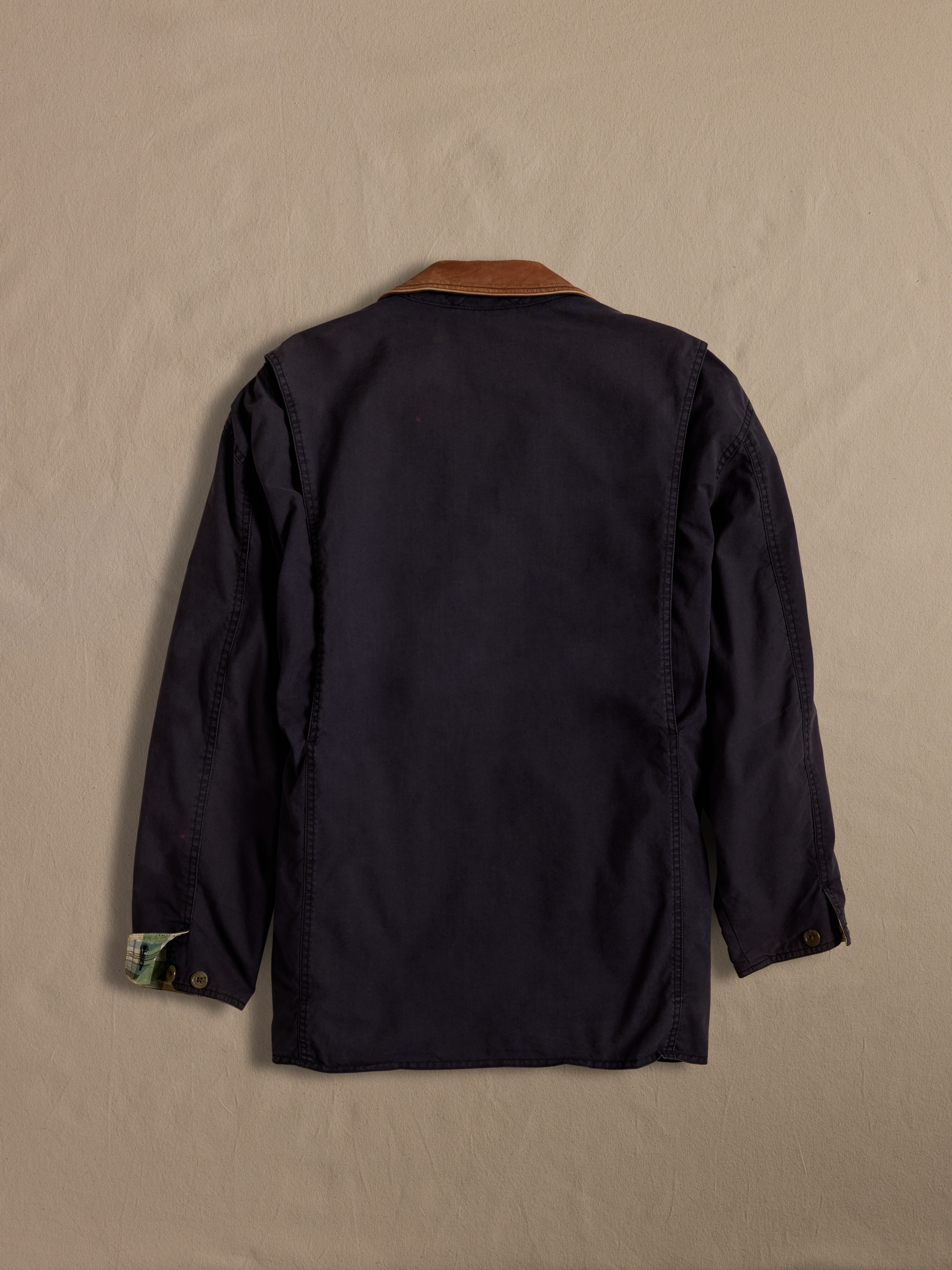 Archive Navy Barn Coat with Leather Collar size M | Banana Republic