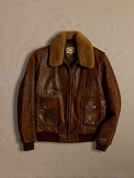 Archive Leather Flight Jacket with Shearling Collar size 44