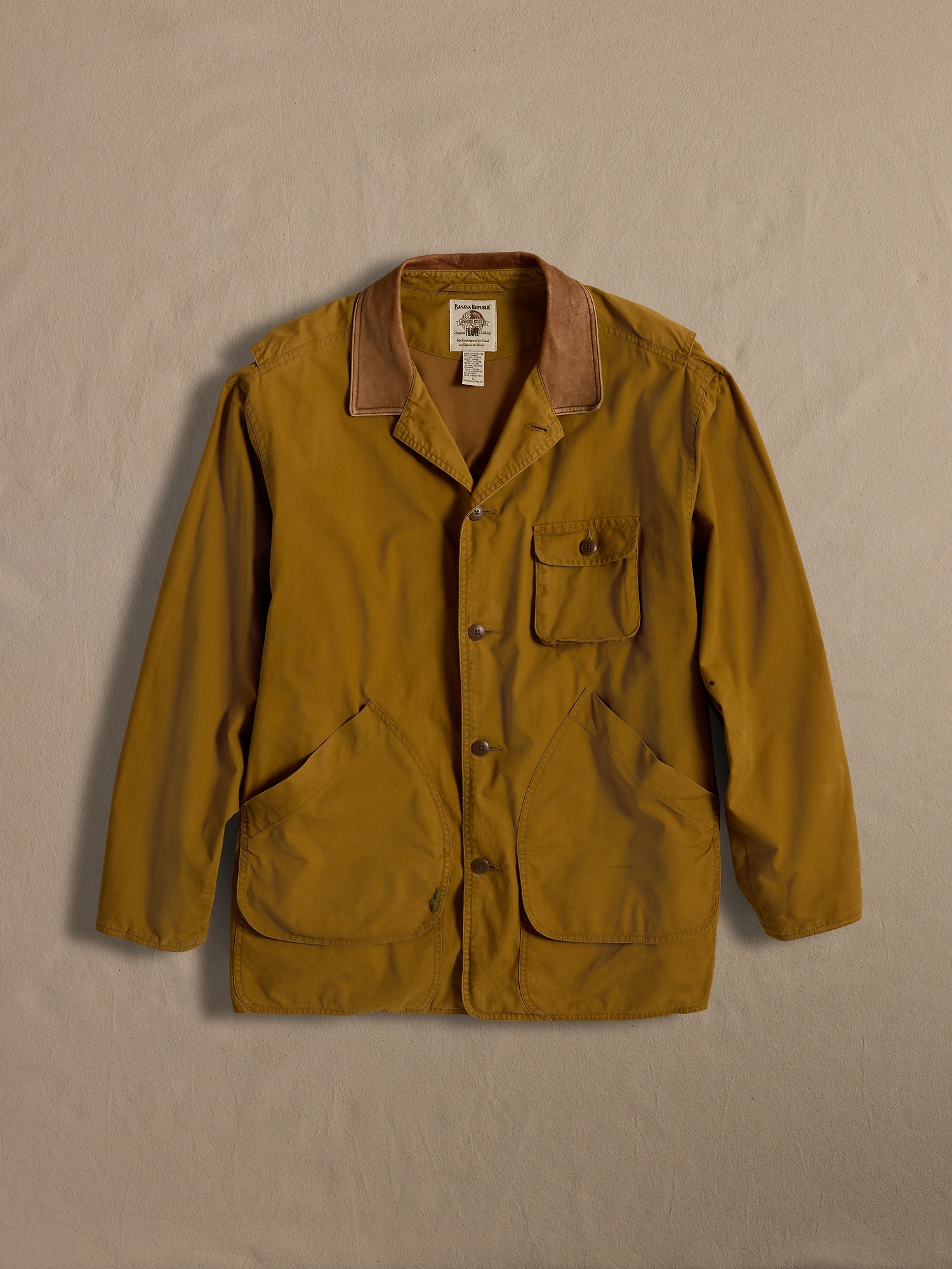 Archive Brown Barn Jacket with Leather Collar size L