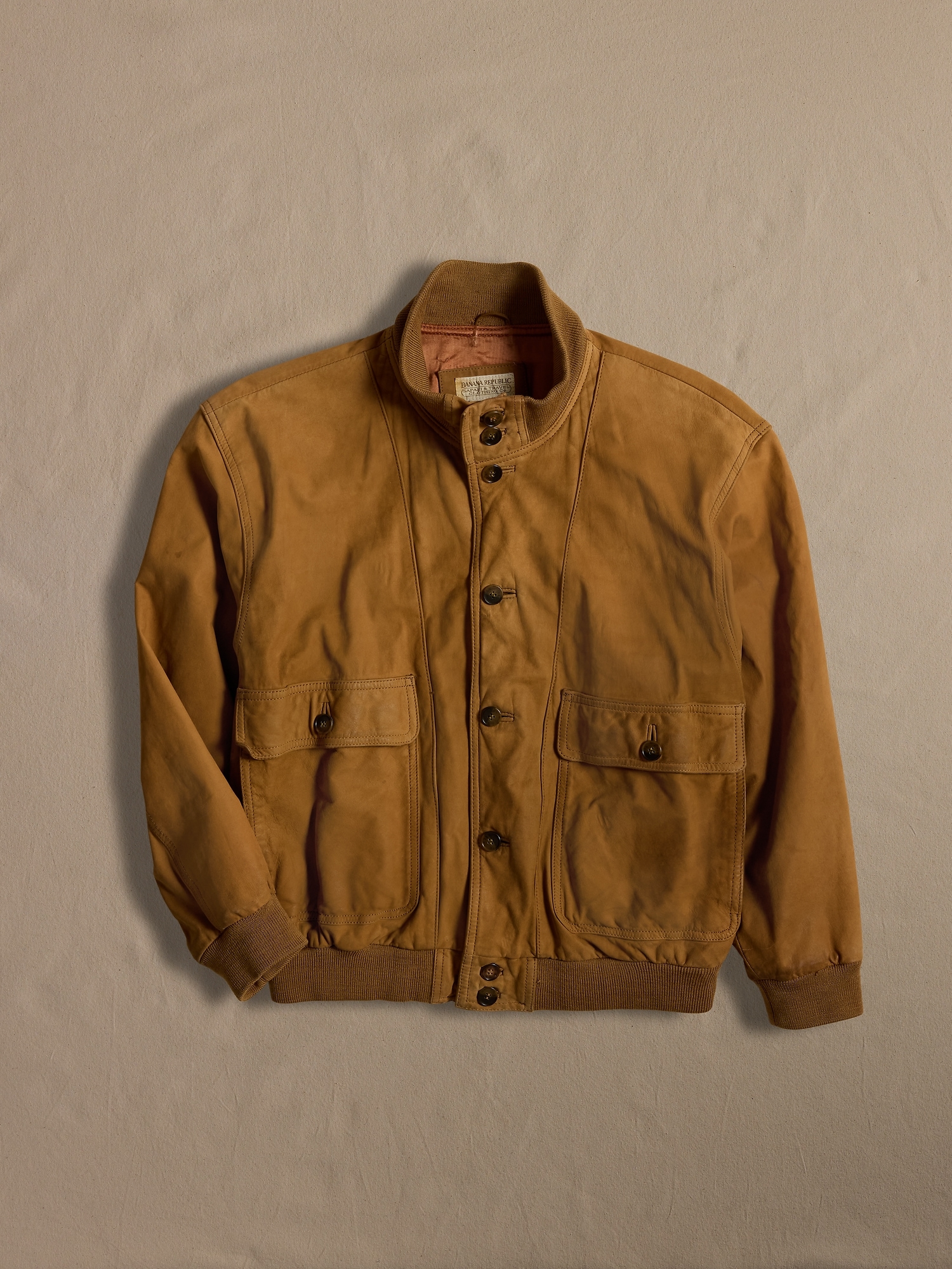 Archive Brown Leather Barracuda Jacket size M | Banana Republic
