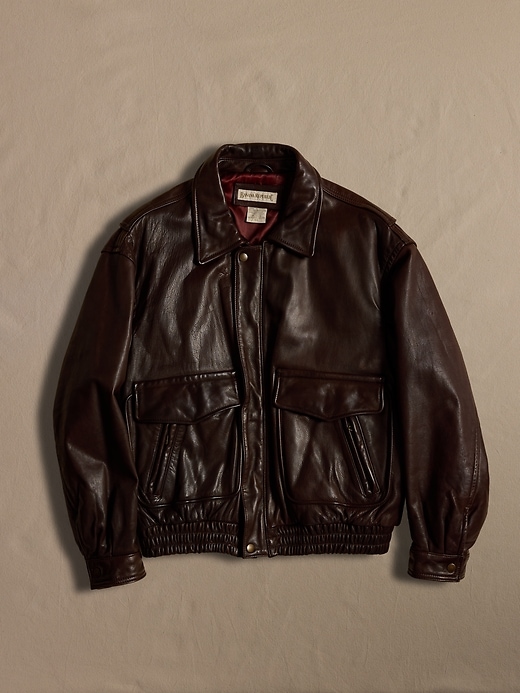 Archive Brown Leather Bomber Jacket size 44 | Banana Republic
