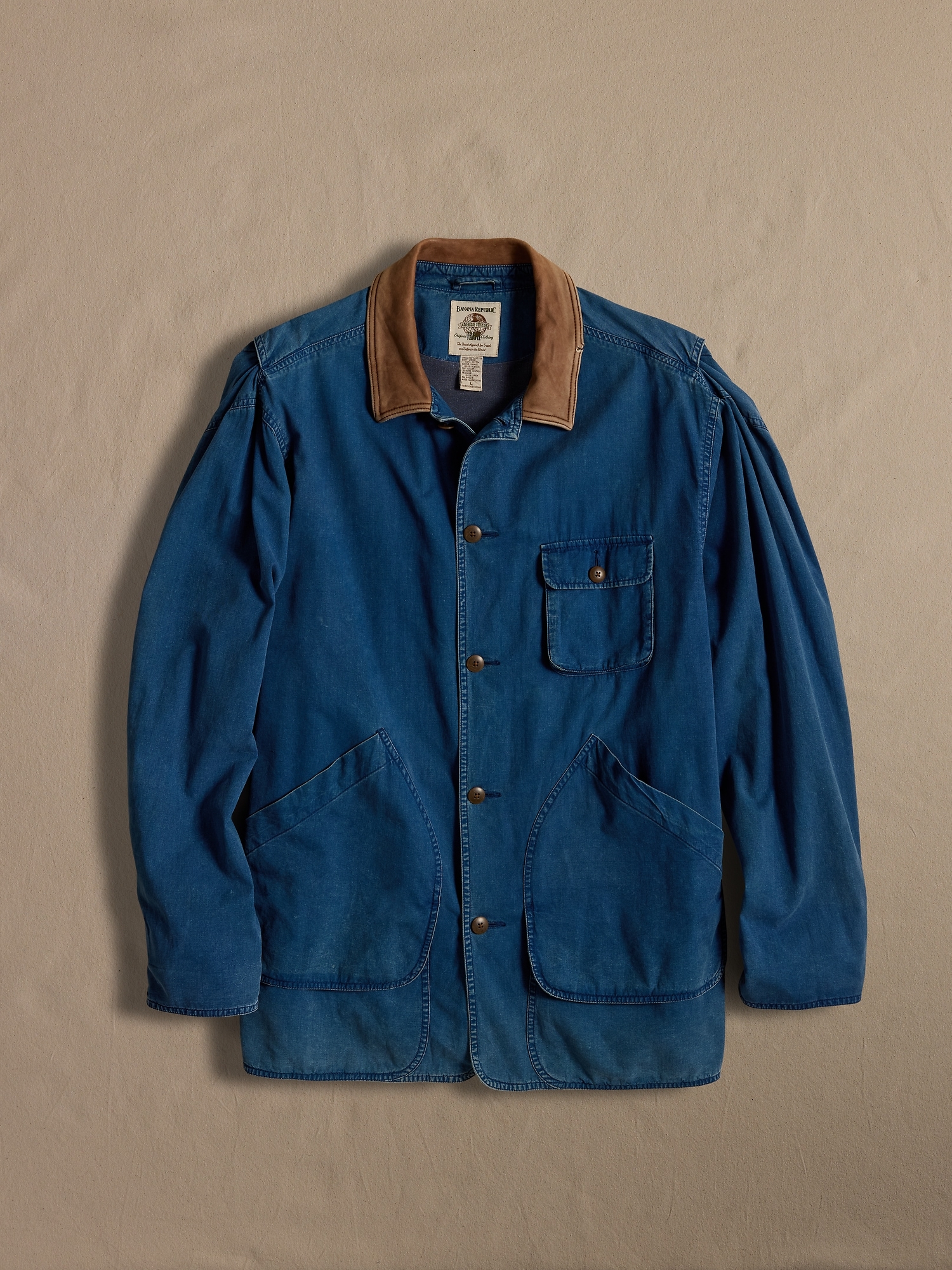 Archive Indigo Barn Coat with Leather Collar Men's size L