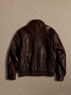 Archive Brown Leather Bomber Jacket size 44 | Banana Republic