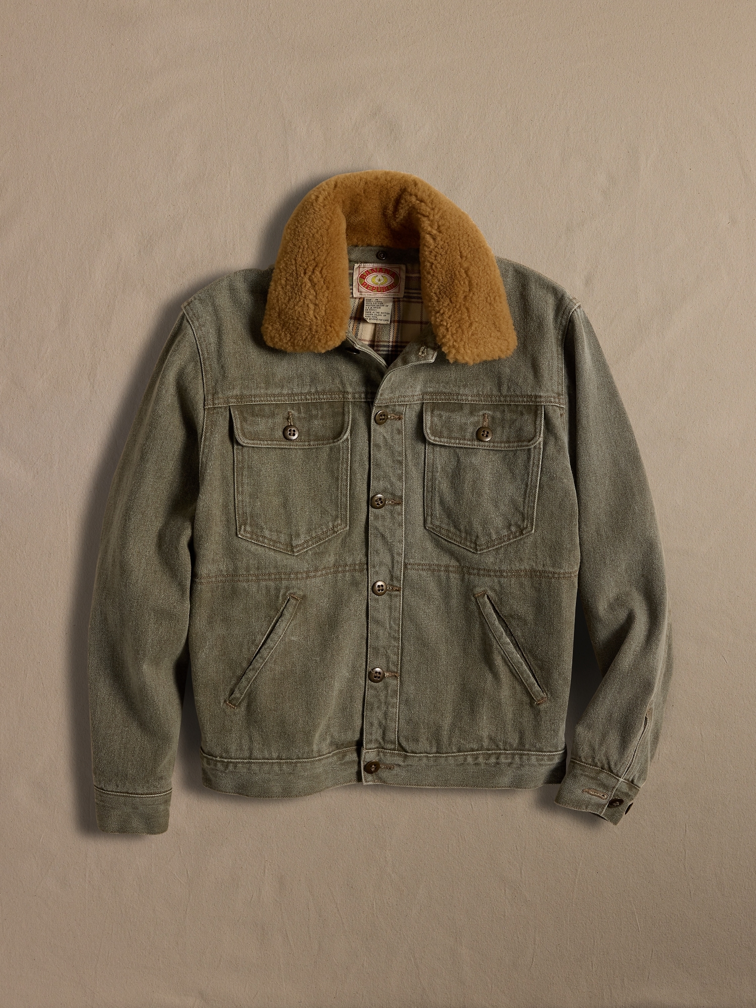 Archive Gray Denim Jacket with Shearling Collar size M