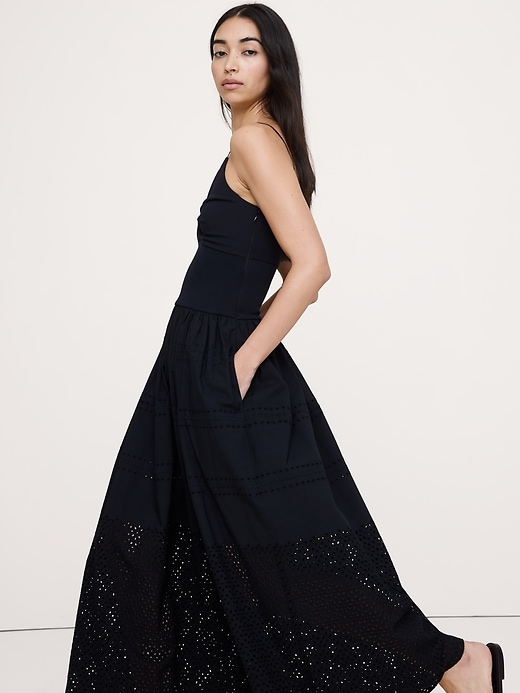 Jersey & Poplin Twist-Front Maxi Dress | Banana Republic