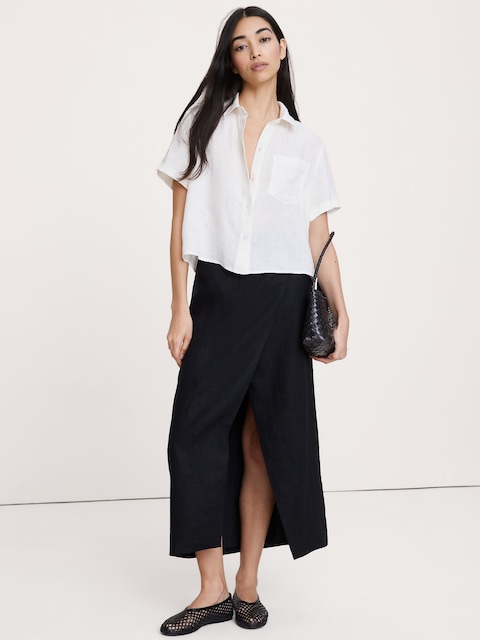 The Boxy Crop Shirt in Linen