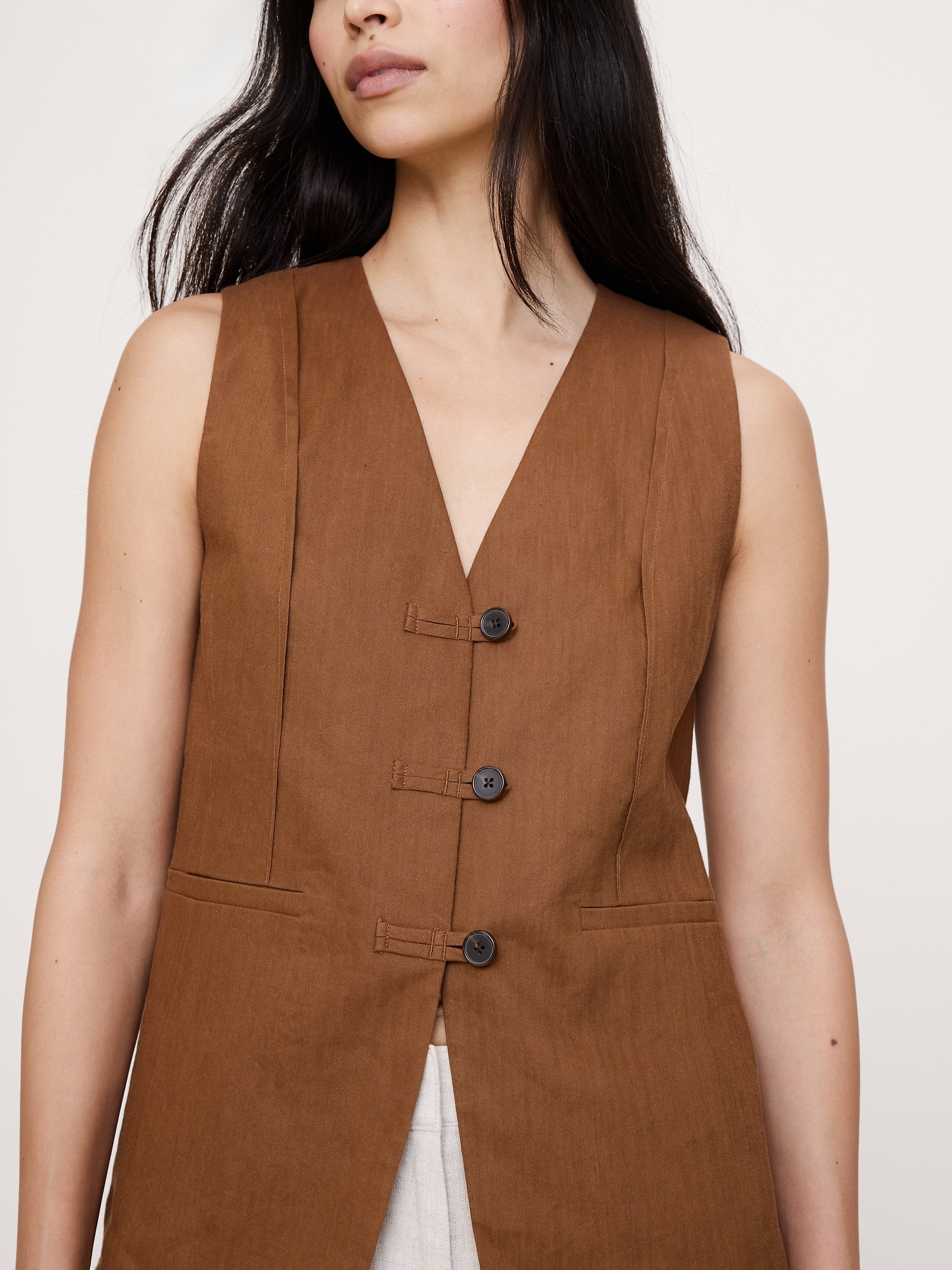 Image number 4 showing, Stretch Linen-Viscose Long Vest