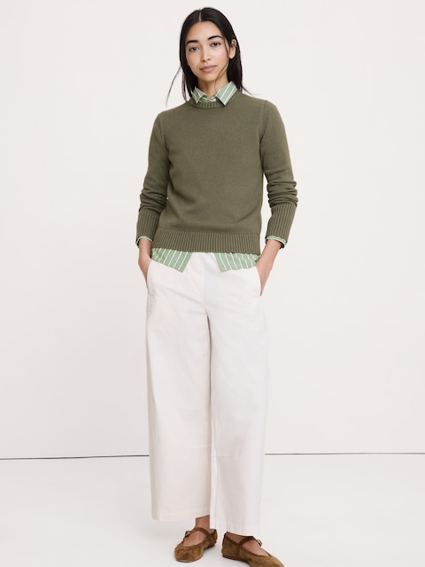 Larkspur Cotton-Silk Crew-Neck Sweater