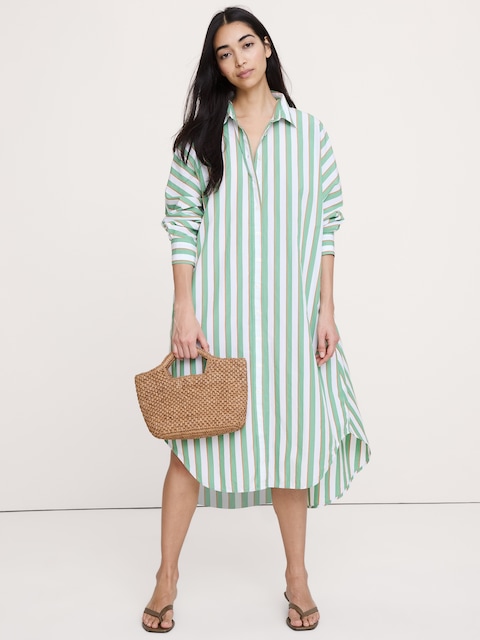 Cotton Poplin Midi Shirt Dress