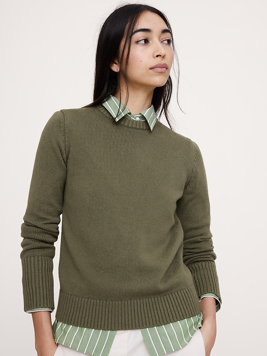 Larkspur Cotton-Silk Crew-Neck Sweater | Banana Republic