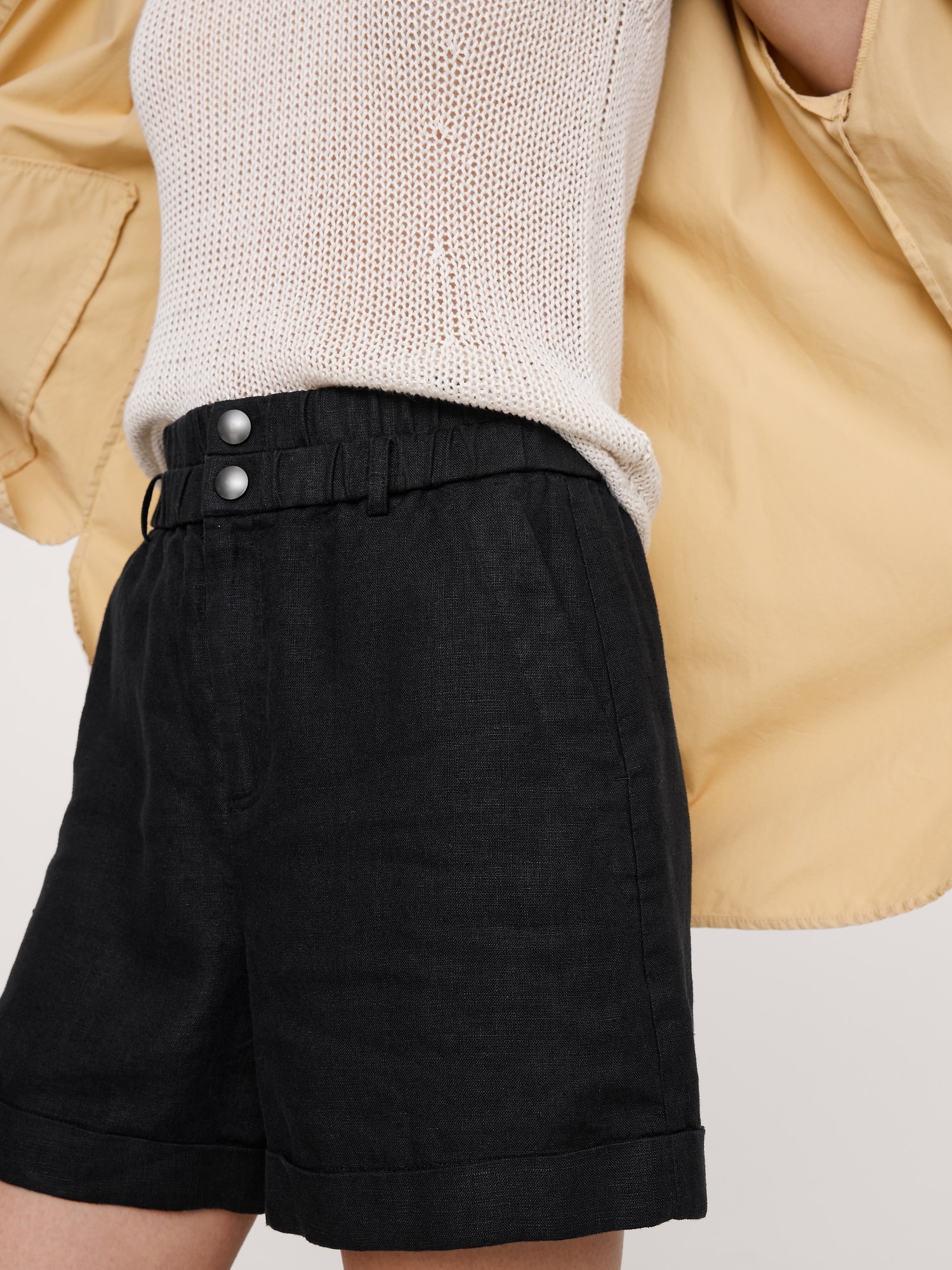 Image number 3 showing, 3.5" Linen Double-Waistband Shorts