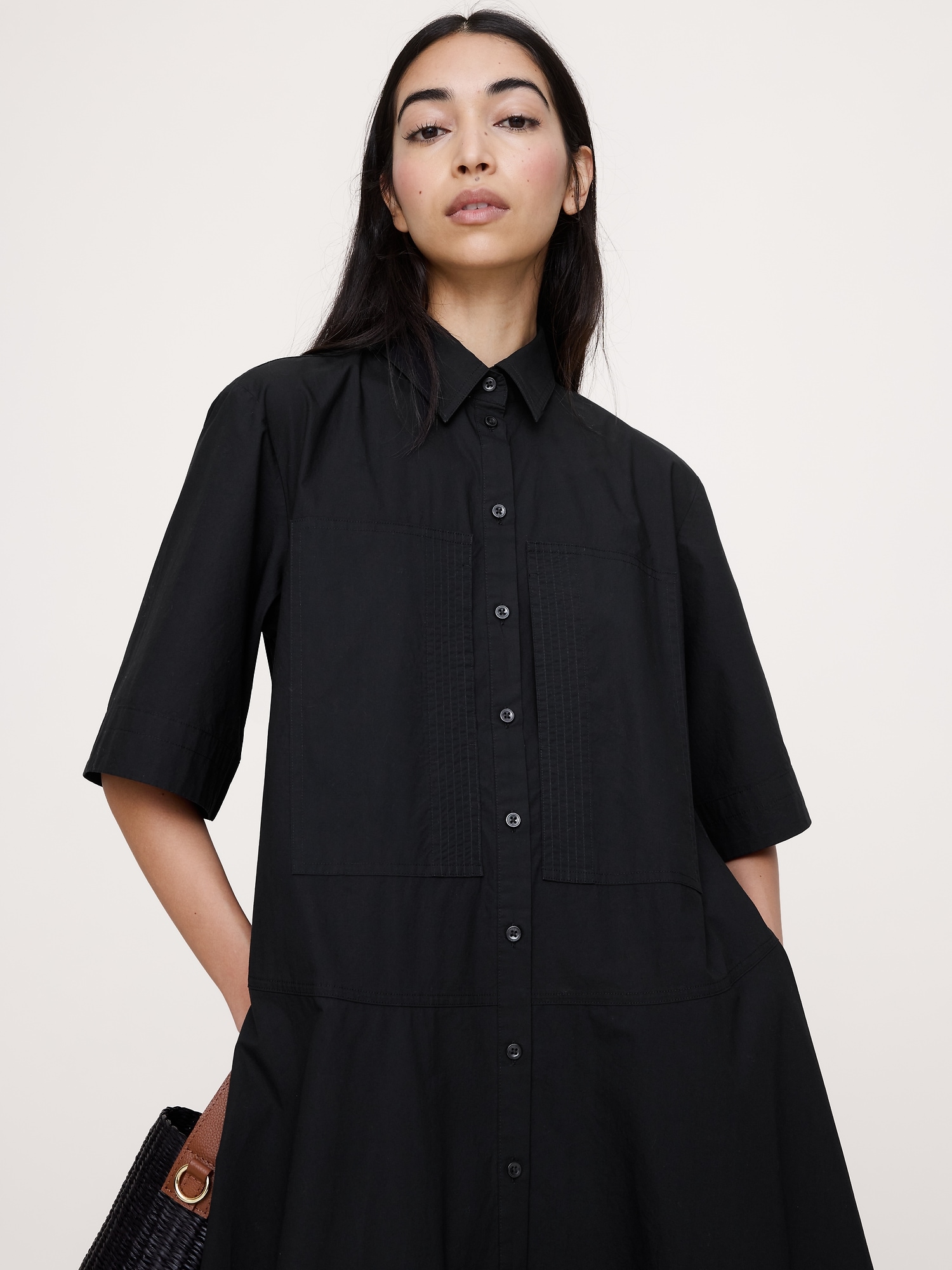 Image number 4 showing, Cotton Poplin Trapeze Maxi Shirt Dress