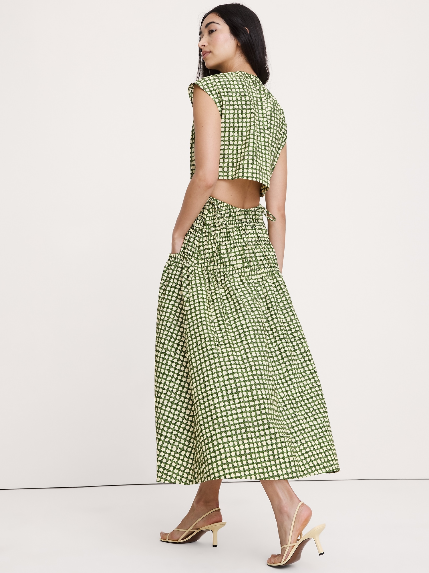 Image number 5 showing, Smocked Cotton Poplin Maxi Dress with Open Back