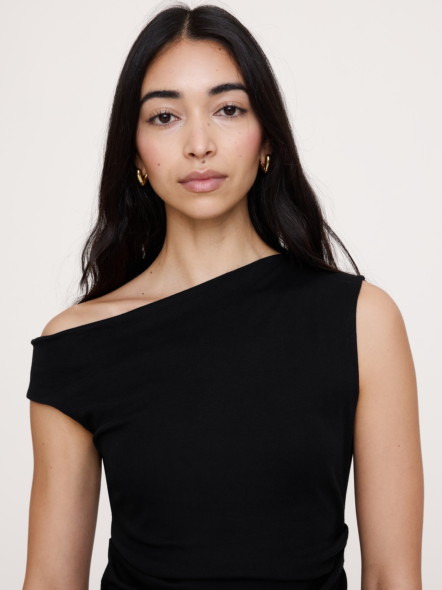 Image number 4 showing, Baby Rib Cotton Asymmetrical Tank