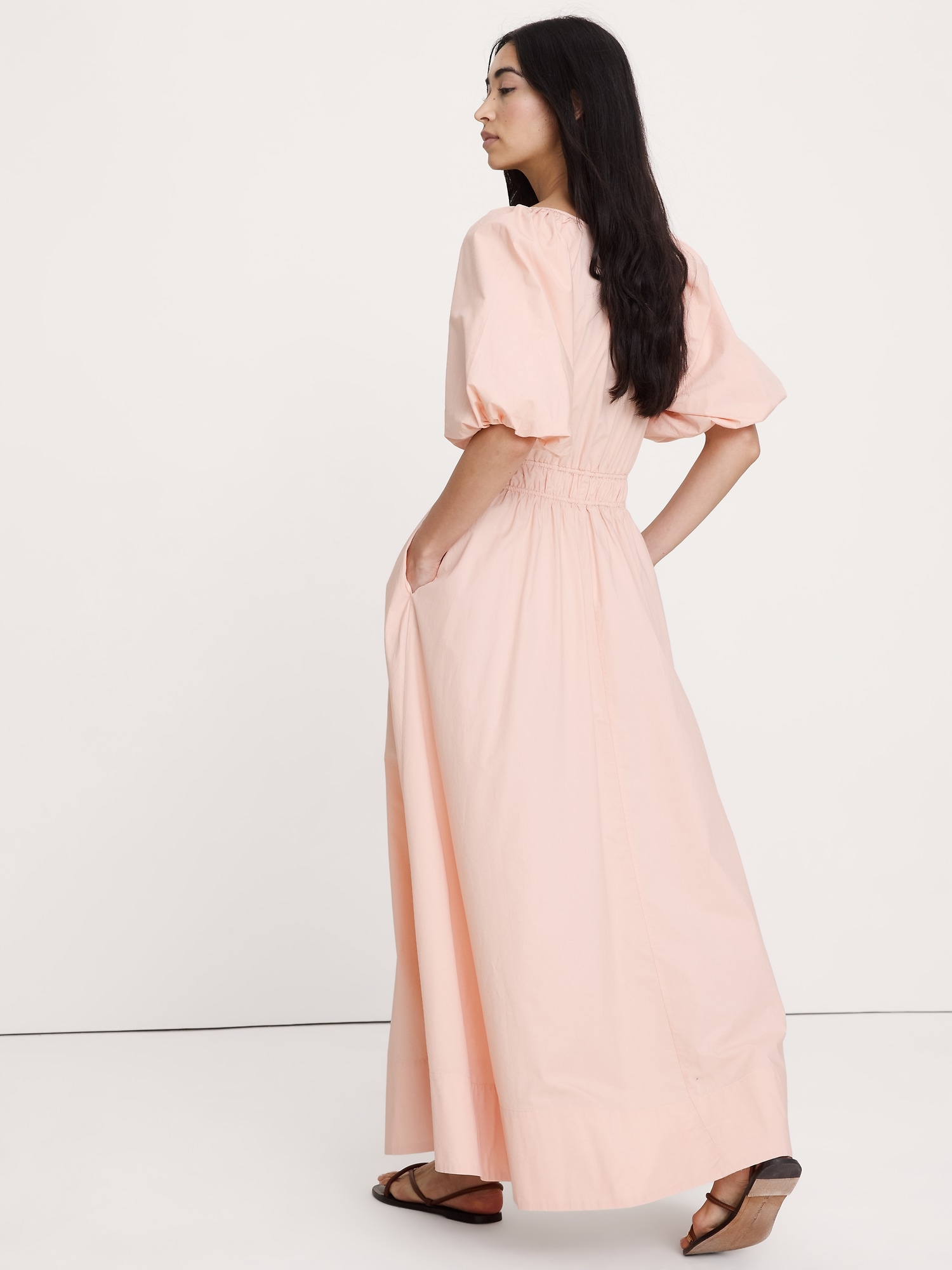 Image number 7 showing, Cotton Poplin Puff-Sleeve Maxi Dress