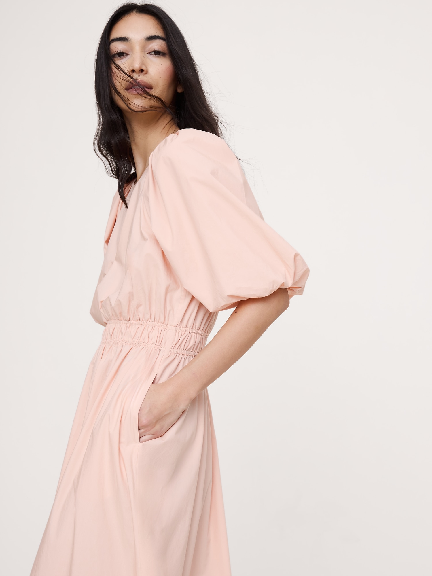 Image number 8 showing, Cotton Poplin Puff-Sleeve Maxi Dress