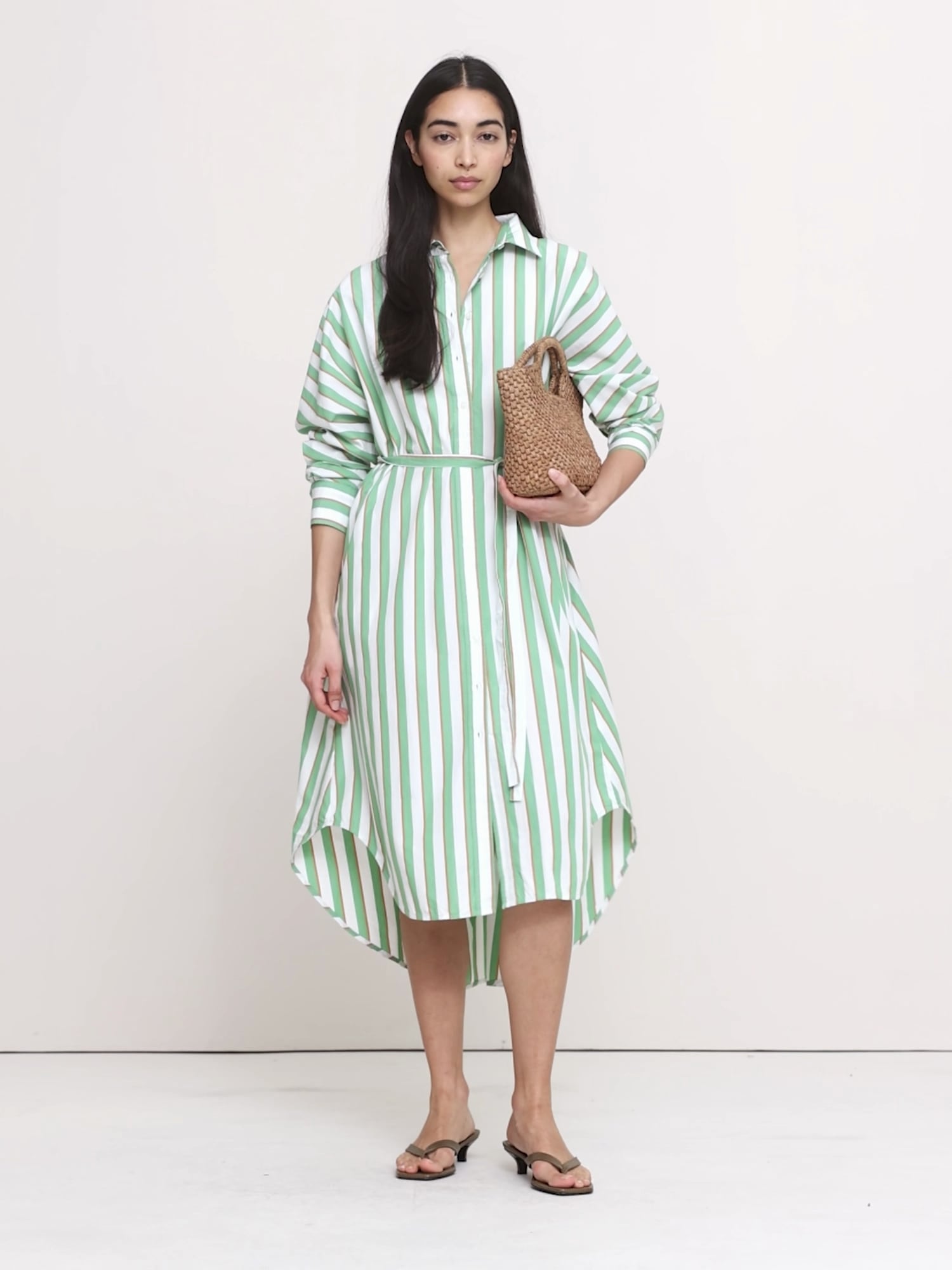 green white striped shirt dress Green Stripe Callahan Shirt Dress main image 0