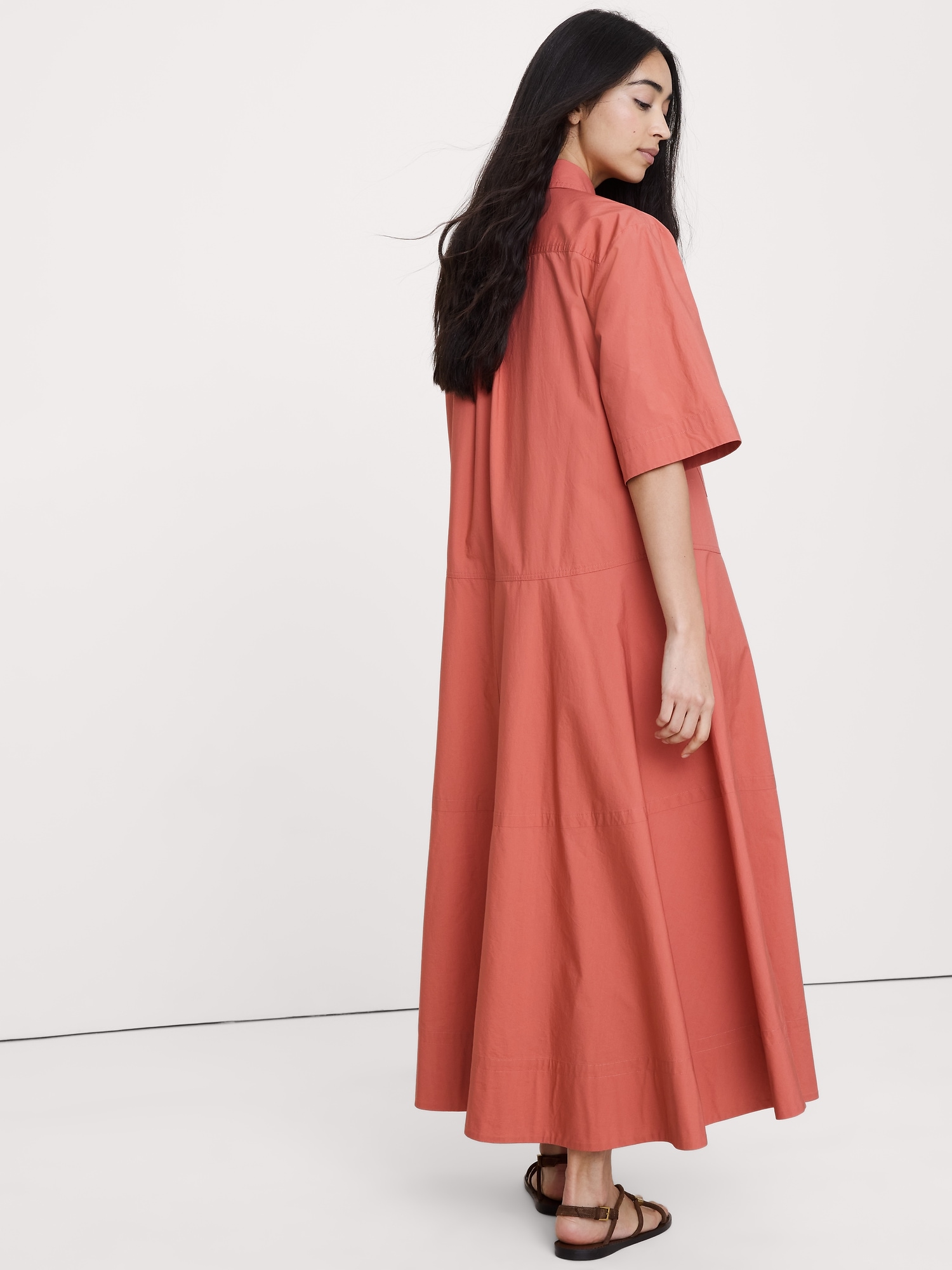 Image number 5 showing, Cotton Poplin Trapeze Maxi Shirt Dress