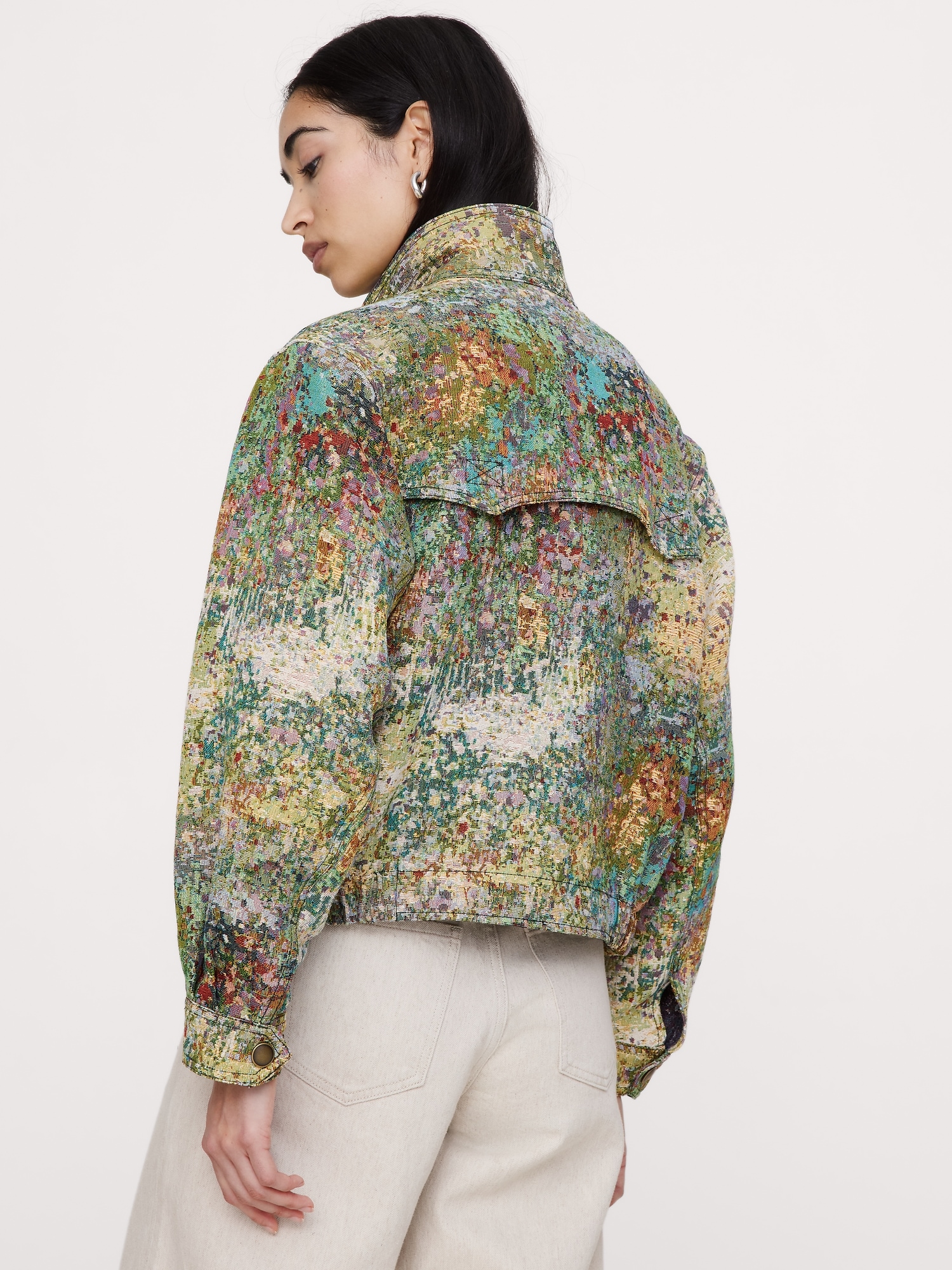 Image number 3 showing, Floral Jacquard Bomber Jacket