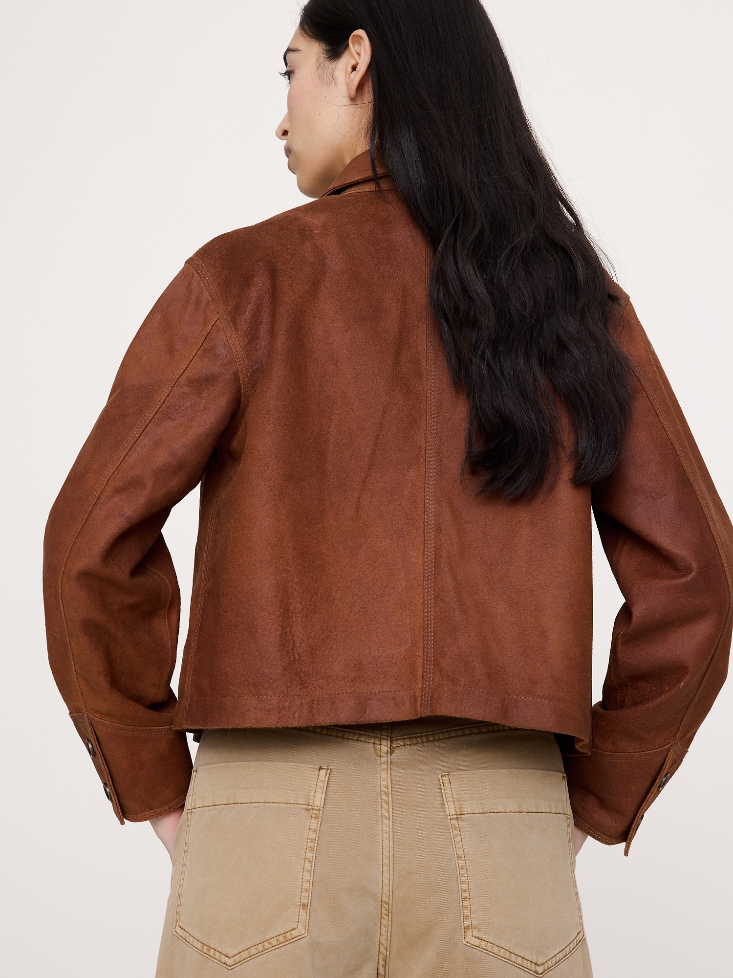 Женская куртка Banana Republic Textured Suede, цвет: Тёмный верблюжий — фото 2