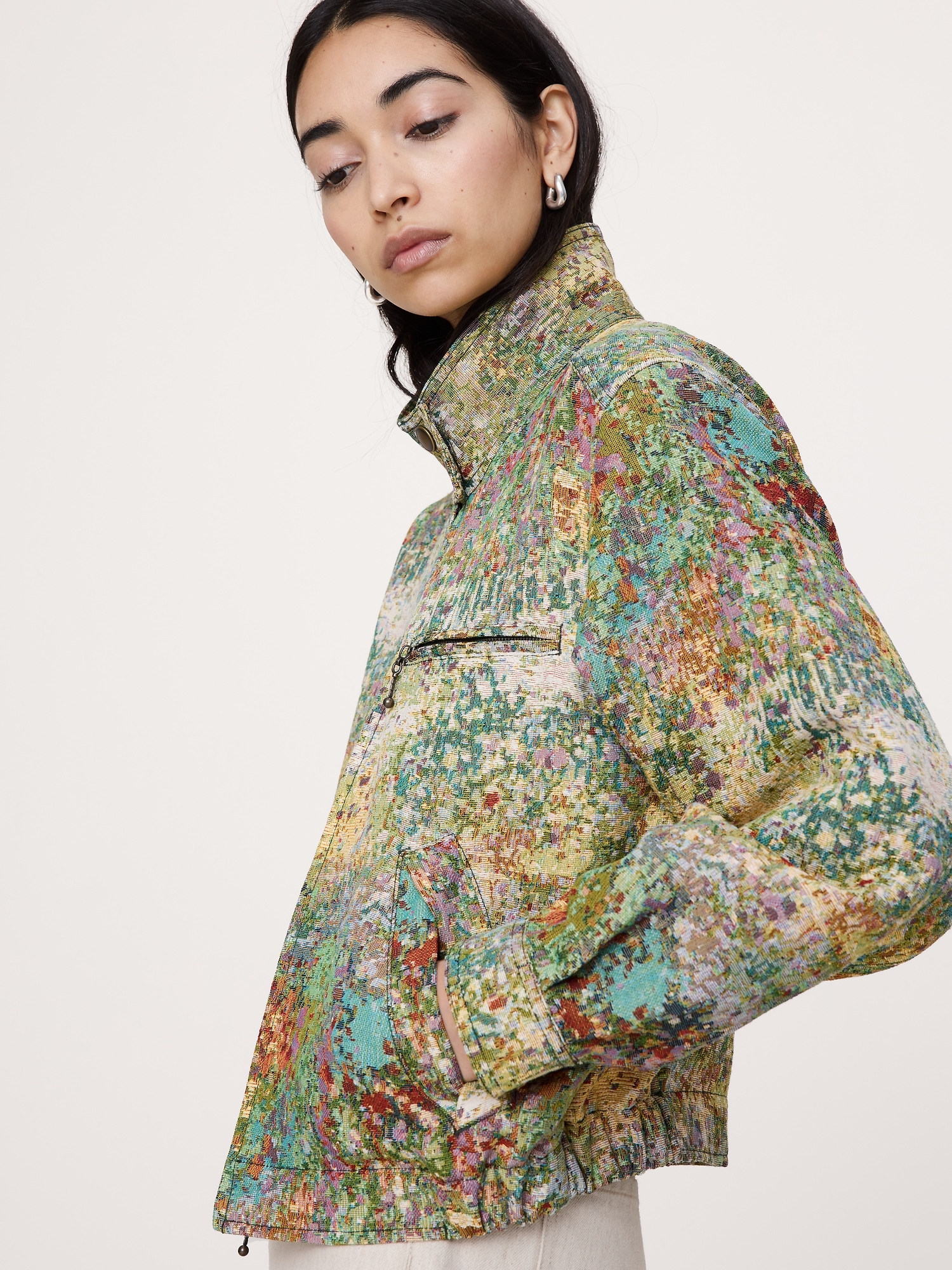 Image number 4 showing, Floral Jacquard Bomber Jacket