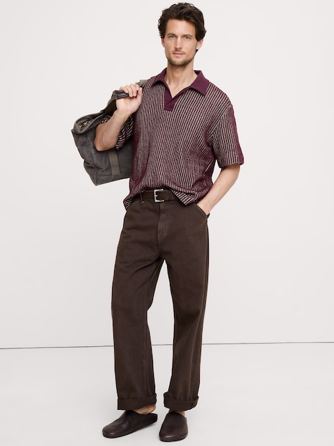 Relaxed-Fit Waffle-Knit Polo
