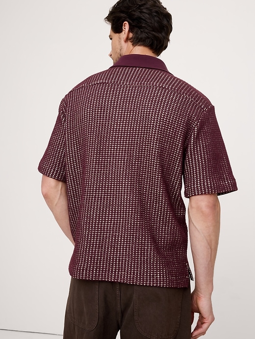 Relaxed-Fit Waffle-Knit Polo | Banana Republic