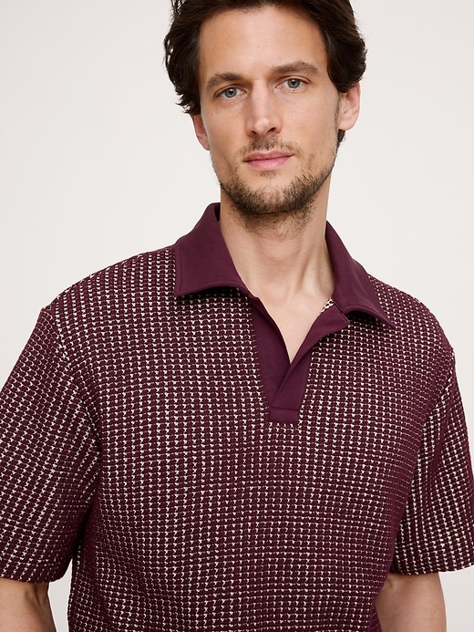 Relaxed-Fit Waffle-Knit Polo | Banana Republic