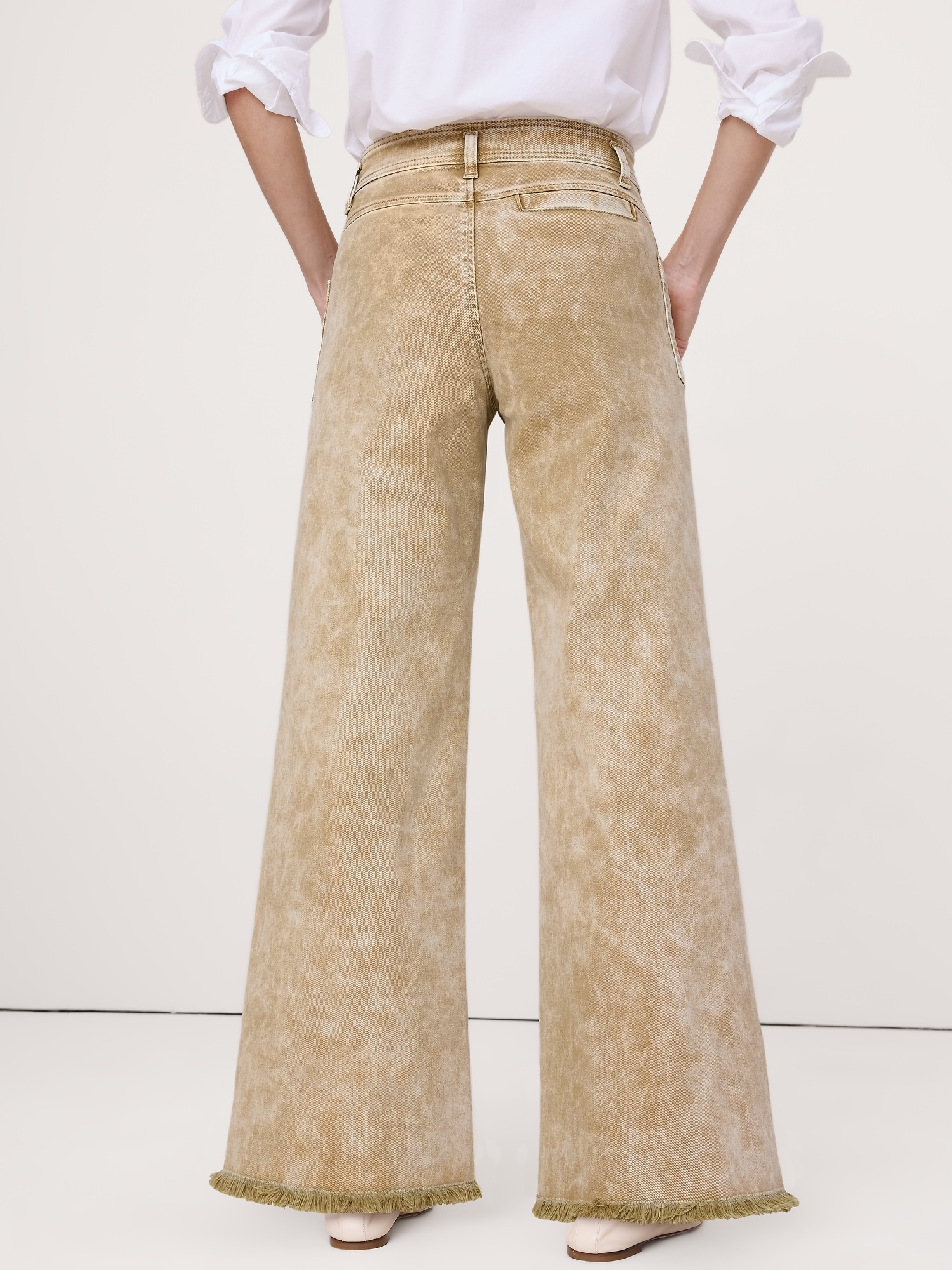 Image number 2 showing, High-Rise Wide-Leg Marbled Jean with Raw Hem