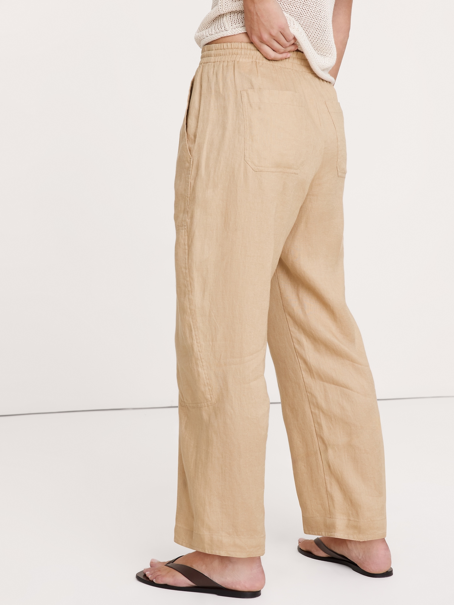 Image number 3 showing, Barrel-Leg Linen Pull-On Pant