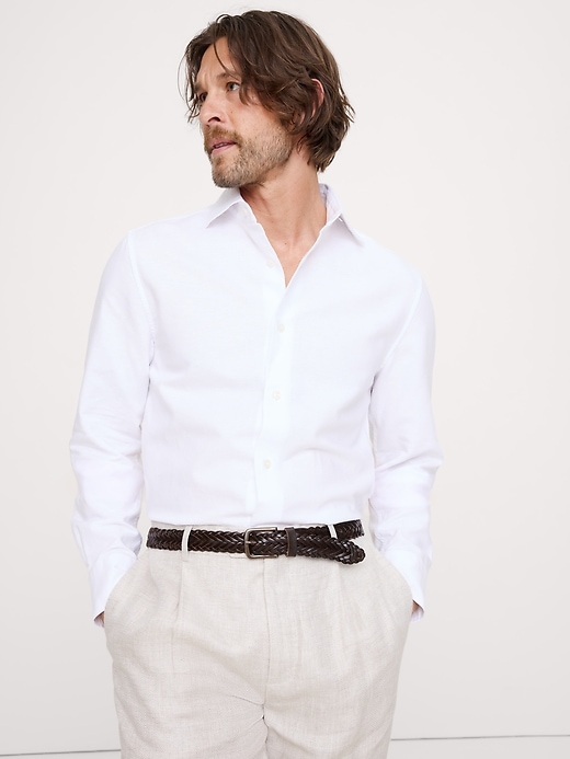 Slim-Fit Linen-Cotton Dress Shirt