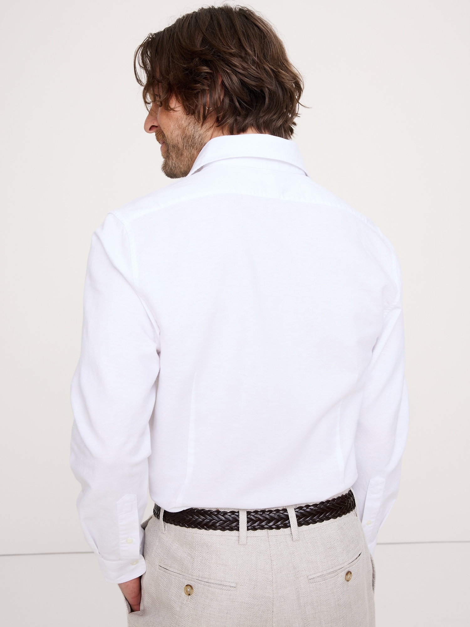 Image number 2 showing, Slim-Fit Linen-Cotton Dress Shirt