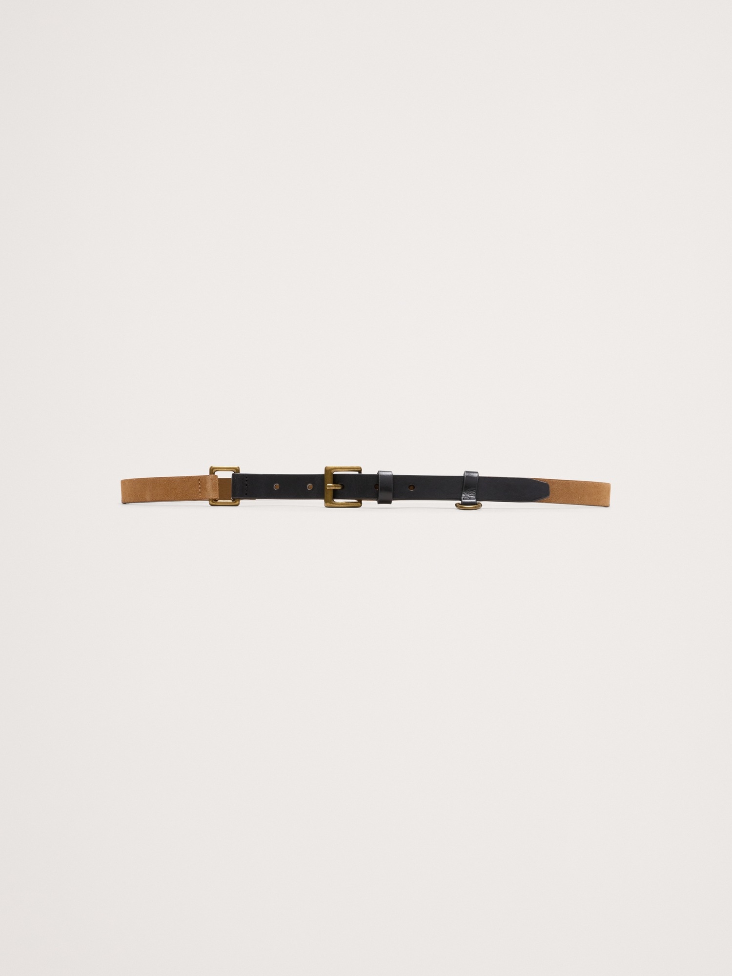 Женский ремень Banana Republic Two-Tone Leather Skinny Utility Belt, цвет: Верблюжий / Чёрный — фото 2