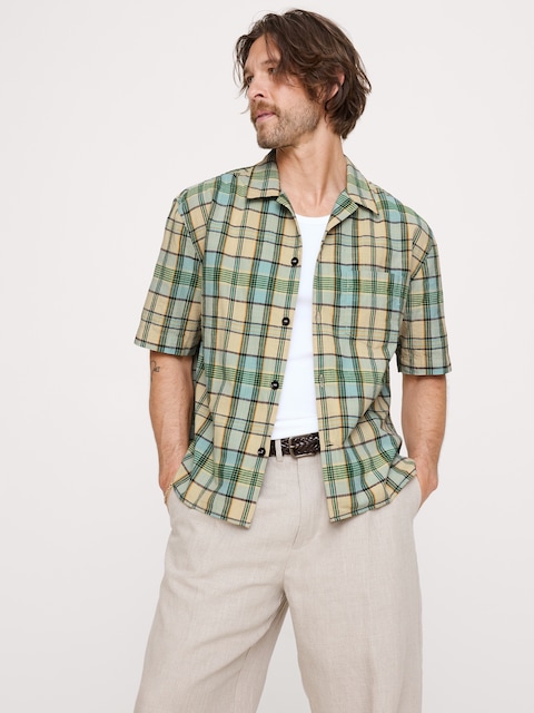 Relaxed-Fit Summerweight Cotton Short-Sleeve Shirt