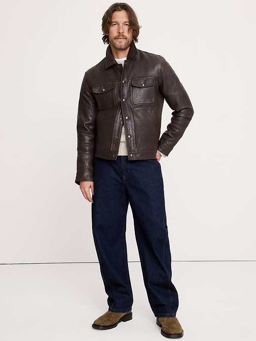 コーティング 00s BANANAREPUBLIC tracker jacket Leather Trucker Jacket | Banana Republic