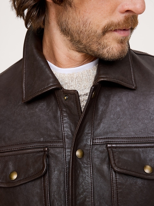 コーティング 00s BANANAREPUBLIC tracker jacket Leather Trucker Jacket | Banana Republic