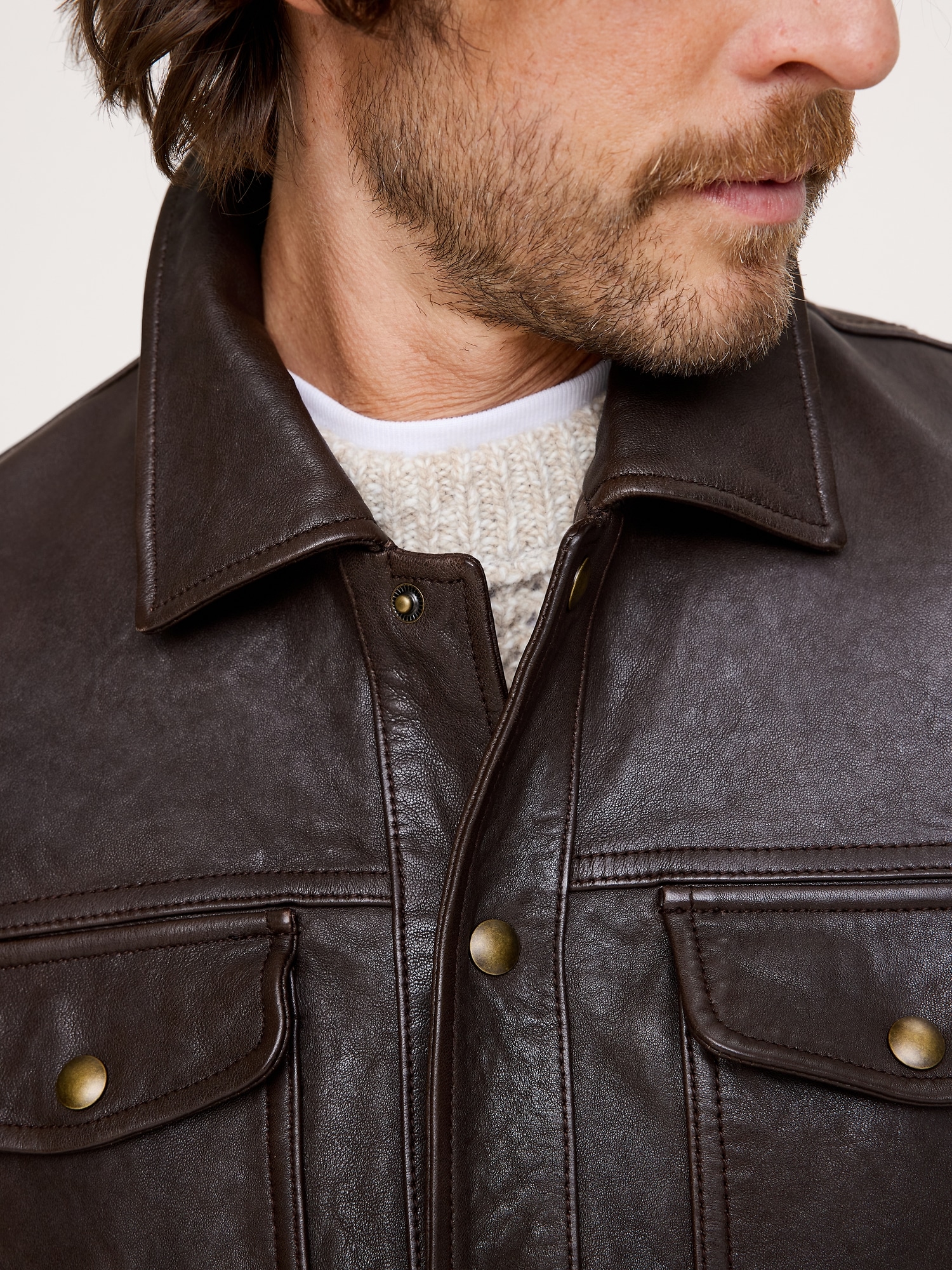 Image number 5 showing, Leather Trucker Jacket