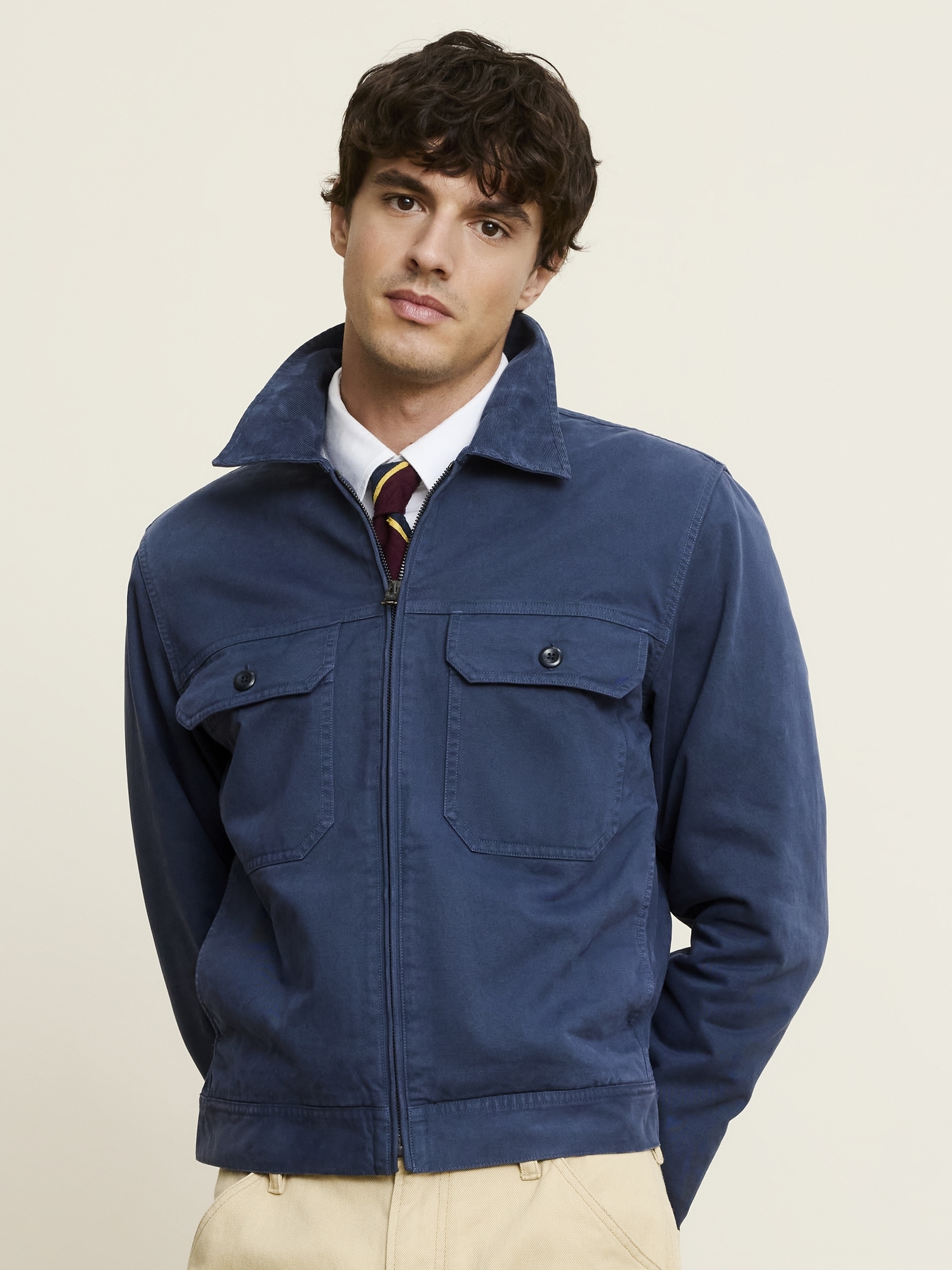 Image number 7 showing, Cotton Twill Mechanic's Jacket with Corduroy Collar