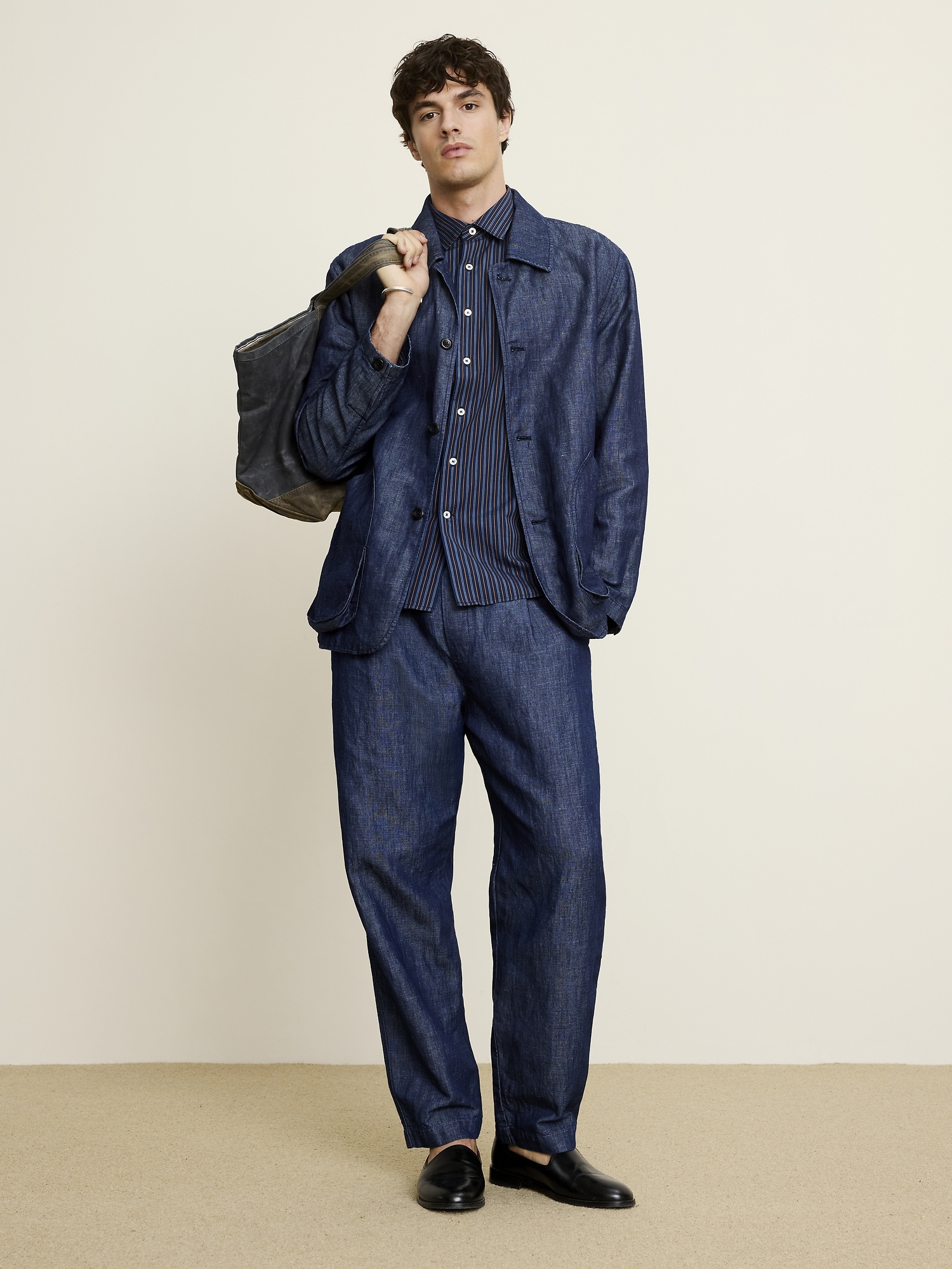 Image number 5 showing, Loose Chambray Pleated Pull-On Pant