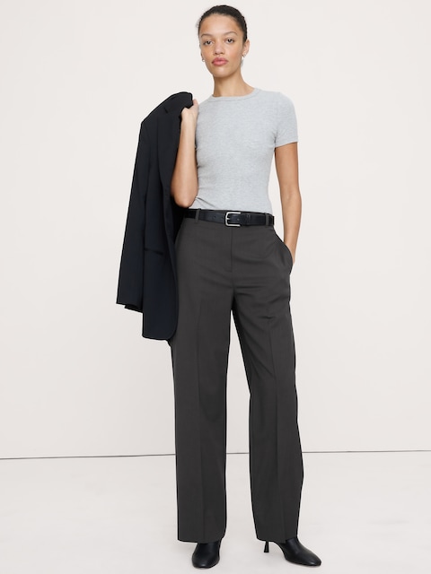 Ultra High-Rise Modern Straight Italian Lightweight Wool Pant